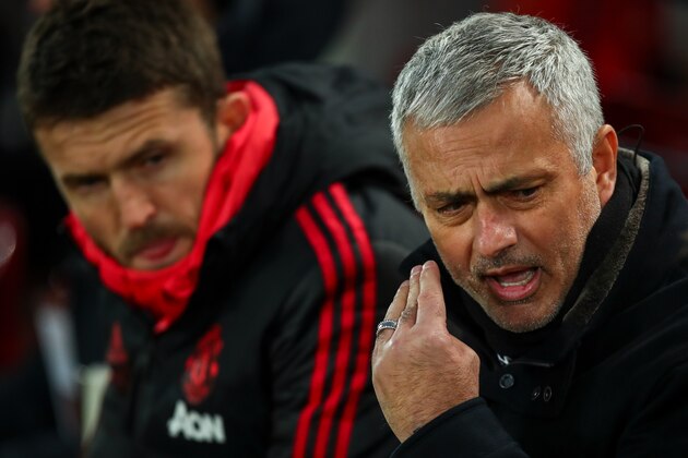 LIVERPOOL, ENGLAND - DECEMBER 16:  Jose Mourinho the head coach / manager of Manchester United during the Premier League match between Liverpool FC and Manchester United at Anfield on December 16, 2018 in Liverpool, United Kingdom. (Photo by Robbie Jay Barratt - AMA/Getty Images)