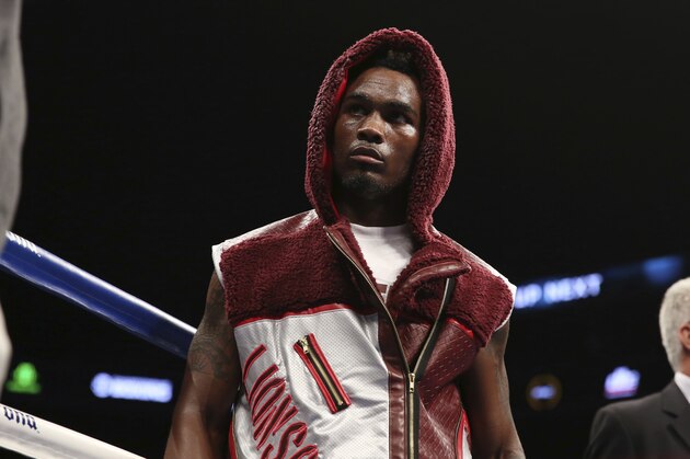 Jermell Charlo enters the ring before his WBC World Super Welterweight World Championship bout against Erickson Lubin, Saturday, Oct. 14, 2017, in New York. (AP Photo/Steve Luciano)