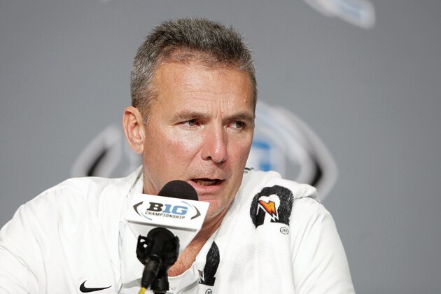 INDIANAPOLIS, IN - DECEMBER 01: Ohio State Buckeyes head coach Urban Meyer speaks to the media following the Big Ten Championship game against the Northwestern Wildcats at Lucas Oil Stadium on December 1, 2018 in Indianapolis, Indiana. (Photo by Joe Robbins/Getty Images)