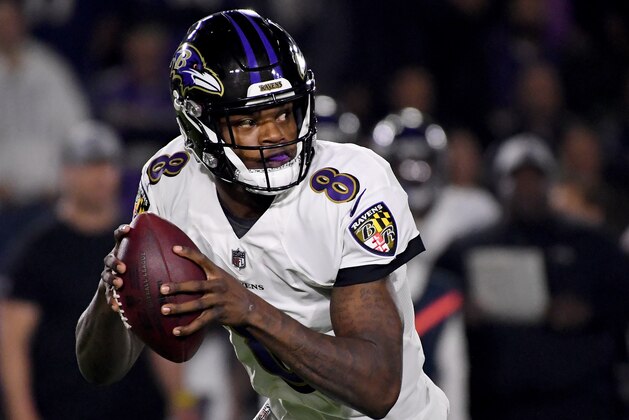 CARSON, CALIFORNIA - DECEMBER 22: Lamar Jackson #8 of the Baltimore Ravens rolls out of the pocket during the second quarter against the Los Angeles Chargers at StubHub Center on December 22, 2018 in Carson, California. (Photo by Harry How/Getty Images) CARSON, CALIFORNIA - DECEMBER 22: Lamar Jackson #8 of the Baltimore Ravens rolls out of the pocket during the second quarter against the Los Angeles Chargers at StubHub Center on December 22, 2018 in Carson, California. (Photo by Harry How/Getty Images)
