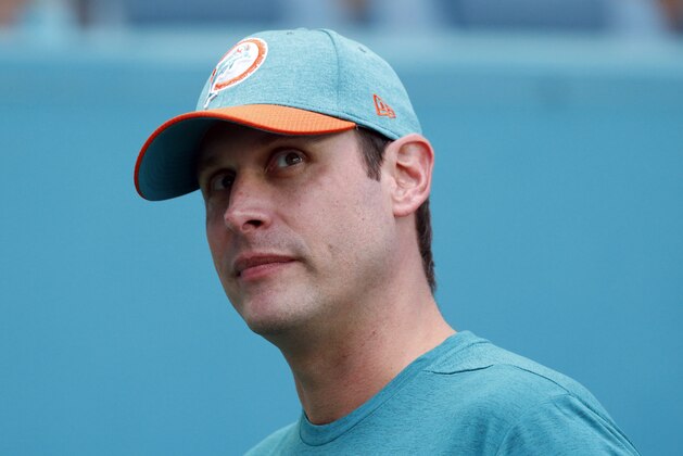 Miami Dolphins head coach Adam Gase is on the field before an NFL football game against the Buffalo Bills, Sunday, Dec. 2, 2018, in Miami Gardens, Fla. (AP Photo/Joel Auerbach)
