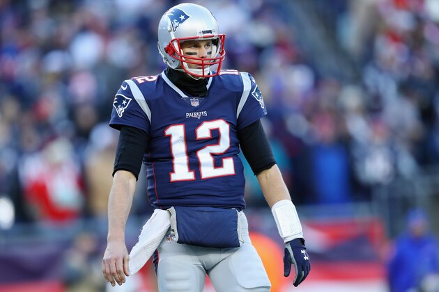 FOXBOROUGH, MA - DECEMBER 23:  Tom Brady #12 of the New England Patriots reacts during the second half against the Buffalo Bills at Gillette Stadium on December 23, 2018 in Foxborough, Massachusetts.  (Photo by Maddie Meyer/Getty Images)