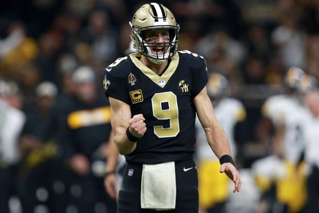 NEW ORLEANS, LOUISIANA - DECEMBER 23: Drew Brees #9 of the New Orleans Saints reacts during the second half against the Pittsburgh Steelers at the Mercedes-Benz Superdome on December 23, 2018 in New Orleans, Louisiana. (Photo by Sean Gardner/Getty Images)