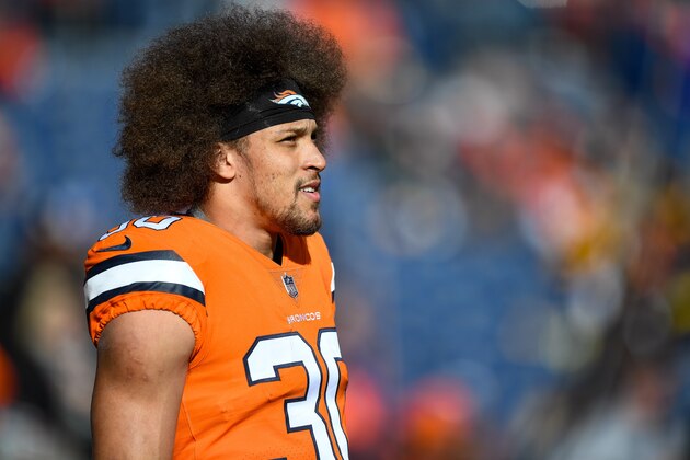 DENVER, CO - NOVEMBER 25:  Running back Phillip Lindsay #30 of the Denver Broncos stands on the field during player warm ups before a game against the Pittsburgh Steelers at Broncos Stadium at Mile High on November 25, 2018 in Denver, Colorado. (Photo by Dustin Bradford/Getty Images)