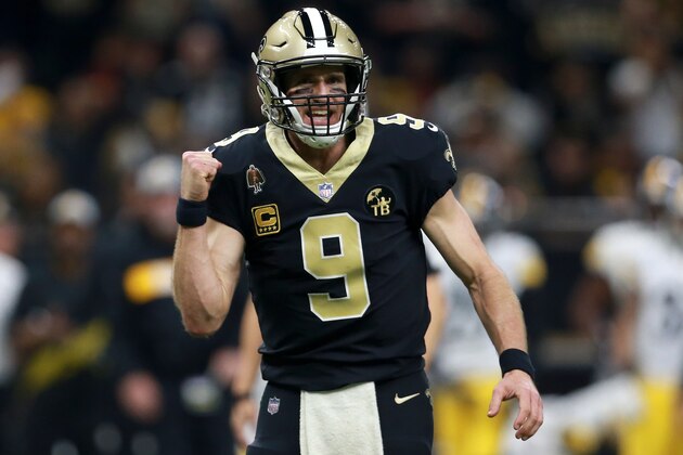 NEW ORLEANS, LOUISIANA - DECEMBER 23: Drew Brees #9 of the New Orleans Saints reacts during the second half against the Pittsburgh Steelers at the Mercedes-Benz Superdome on December 23, 2018 in New Orleans, Louisiana. (Photo by Sean Gardner/Getty Images)