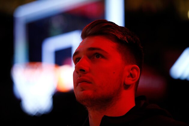 PORTLAND, OR - DECEMBER 23:  Luka Doncic #77 of the Dallas Mavericks during pregame against the Portland Trail Blazers at Moda Center on December 23, 2018 in Portland, Oregon.NOTE TO USER: User expressly acknowledges and agrees that, by downloading and or using this photograph, User is consenting to the terms and conditions of the Getty Images License Agreement.  (Photo by Jonathan Ferrey/Getty Images)