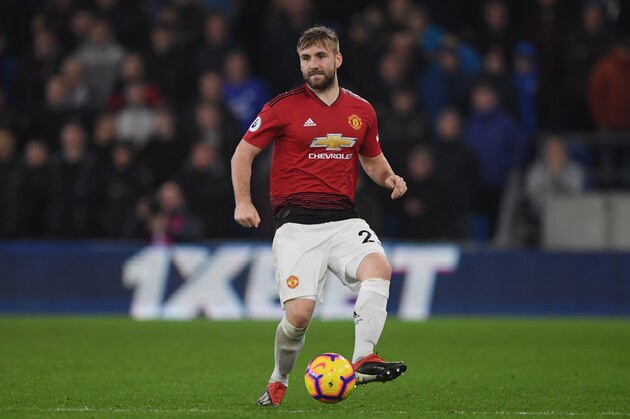 CARDIFF, WALES - DECEMBER 22:  Manchester United player Luke Shaw in action during the Premier League match between Cardiff City and Manchester United at Cardiff City Stadium on December 22, 2018 in Cardiff, United Kingdom.  (Photo by Stu Forster/Getty Images)