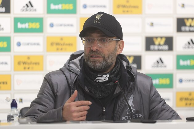 WOLVERHAMPTON, ENGLAND - DECEMBER 21: Jurgen Klopp the manager / head coach of Liverpool during the post match press conference after the Premier League match between Wolverhampton Wanderers and Liverpool FC at Molineux on December 21, 2018 in Wolverhampton, United Kingdom. (Photo by James Baylis - AMA/Getty Images)