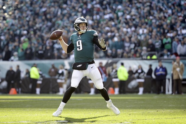 Philadelphia Eagles' Nick Foles in action during the first half of an NFL football game against the Houston Texans, Sunday, Dec. 23, 2018, in Philadelphia. (AP Photo/Matt Rourke)