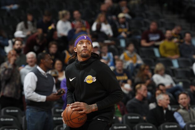 Los Angeles Lakers forward Michael Beasley (11) in the first half of an NBA basketball game Tuesday, Nov. 27, 2018, in Denver. (AP Photo/David Zalubowski)