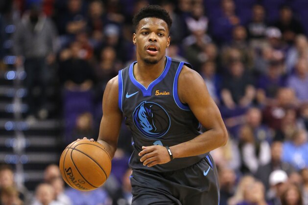 Dallas Mavericks guard Dennis Smith Jr. (1) in the first half during an NBA basketball game against the Phoenix Suns, Thursday, Dec. 13, 2018, in Phoenix. (AP Photo/Rick Scuteri)