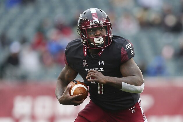 Temple's Ryquell Armstead (7) in action against Central Florida during an NCAA college football game Saturday, Nov. 18, 2017, in Philadelphia. UCF defeated Temple 45-19. (AP Photo/Rich Schultz)