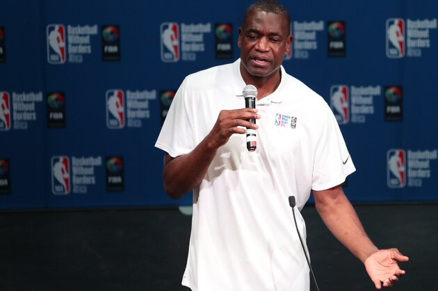 JOHANNESBURG, SOUTH AFRICA - AUGUST 1: NBA Legend Dikembe Mutombo speaks during the Opening Ceremony at the Basketball Without Boarders Africa program at the American International School of Johannesburg on August 1, 2018 in Gauteng province of Johannesburg, South Africa.  NOTE TO USER: User expressly acknowledges and agrees that, by downloading and or using this photograph, User is consenting to the terms and conditions of the Getty Images License Agreement. Mandatory Copyright Notice: Copyright 2018 NBAE (Photo by Nathaniel S. Butler/NBAE via Getty Images)