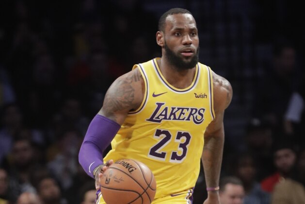 Los Angeles Lakers' LeBron James (23) during the first half of an NBA basketball game against the Brooklyn Nets Tuesday, Dec. 18, 2018, in New York. (AP Photo/Frank Franklin II)