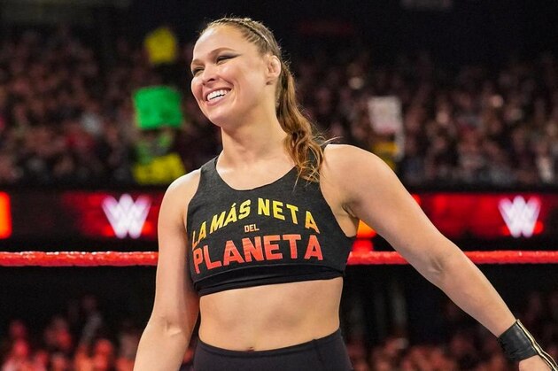 Ronda Rousey in a WWE ring.