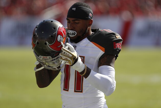 Tampa Bay Buccaneers wide receiver DeSean Jackson (11) during the first half of an NFL football game against the San Francisco 49ers Sunday, Nov. 25, 2018, in Tampa, Fla. (AP Photo/Mark LoMoglio)