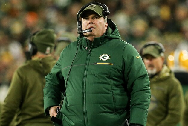 GREEN BAY, WISCONSIN - NOVEMBER 11:  Head coach Mike McCarthy of the Green Bay Packers looks on from the sideline in the fourth quarter against the Miami Dolphins at Lambeau Field on November 11, 2018 in Green Bay, Wisconsin. (Photo by Dylan Buell/Getty Images)