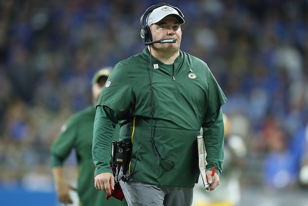 DETROIT, MI - OCTOBER 07: Green Bay Packers head football coach Mike McCarthy watches the warms ups prior to the start of the game against the Detroit Lions at Ford Field on October 7, 2018 in Detroit, Michigan. The Lions defeated the Packers 31-23. (Photo by Leon Halip/Getty Images) ** Mike McCarthy **