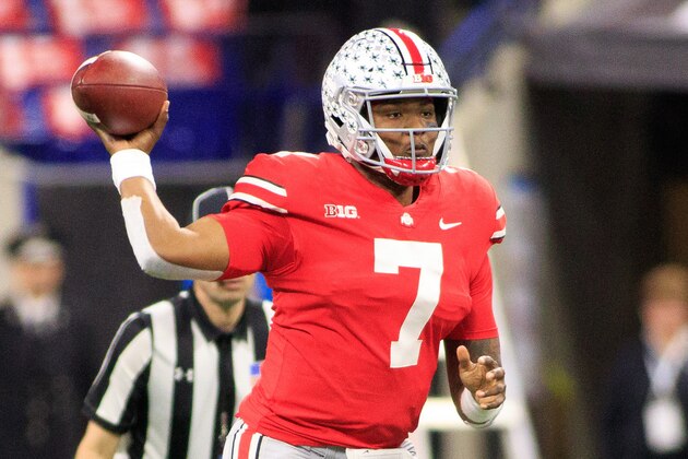 INDIANAPOLIS, IN - DECEMBER 01: Dwayne Haskins Jr. #7 of the Ohio State Buckeyes throws a pass down field against the Northwestern Wildcats in the first quarter at Lucas Oil Stadium on December 1, 2018 in Indianapolis, Indiana. (Photo by Justin Casterline/Getty Images)