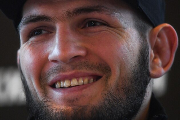 Mixed martial arts (MMA) fighter Khabib Nurmagomedov gives a press conference in Moscow on November 26, 2018. (Photo by Kirill KUDRYAVTSEV / AFP)        (Photo credit should read KIRILL KUDRYAVTSEV/AFP/Getty Images)