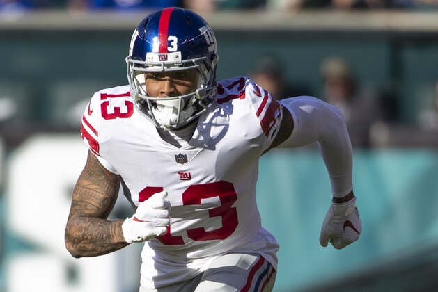 New York Giants wide receiver Odell Beckham Jr. in action during the first half of the NFL football game against the Philadelphia Eagles, Sunday, Nov. 25, 2018, in Philadelphia. The Eagles won 25-22. (AP Photo/Chris Szagola)