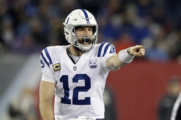 Indianapolis Colts quarterback Andrew Luck calls a play against the Tennessee Titans in the second half of an NFL football game Sunday, Dec. 30, 2018, in Nashville, Tenn. (AP Photo/James Kenney)