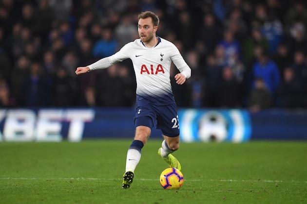 CARDIFF, WALES - JANUARY 01:  Christian Eriksen of Spurs in action during the Premier League match between Cardiff City and Tottenham Hotspur at Cardiff City Stadium on January 1, 2019 in Cardiff, United Kingdom.  (Photo by Stu Forster/Getty Images)