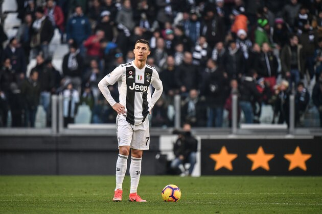Juventus' Portuguese forward Cristiano Ronaldo looks on during the Italian Serie A football match Juventus vs Sampdoria on December 29, 2018 at the Juventus stadium in Turin. (Photo by Marco BERTORELLO / AFP)        (Photo credit should read MARCO BERTORELLO/AFP/Getty Images)