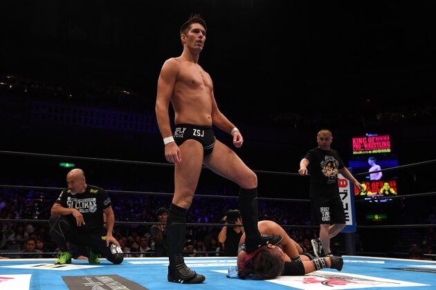 TOKYO, JAPAN - OCTOBER 08: Zack Sabre Jr. shows frustration as EVIL fell after attacked by Chris Jericho prior to the match during the King of Pro-Wresting at Ryogoku Kokugikan on October 8, 2018 in Tokyo, Japan. (Photo by Etsuo Hara/Getty Images)