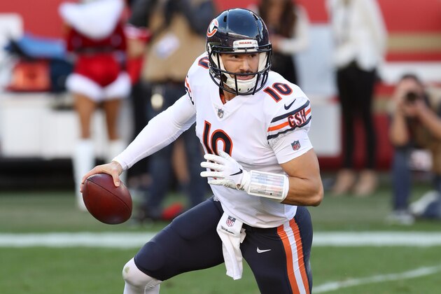 SANTA CLARA, CA - DECEMBER 23:  Mitchell Trubisky #10 of the Chicago Bears in action during the game against the San Francisco 49ers at Levi Stadium on December 23, 2018 in Santa Clara, CA. The Bears defeated the 49ers 14-9.  (Photo by Rob Leiter/Getty Images)