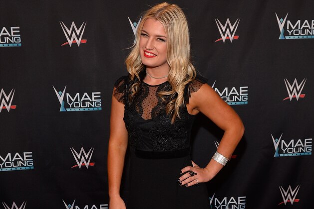 LAS VEGAS, NV - SEPTEMBER 12:  Mae Young Classic contestant Toni Storm appears on the red carpet of the WWE Mae Young Classic on September 12, 2017 in Las Vegas, Nevada.  (Photo by Bryan Steffy/Getty Images for WWE)