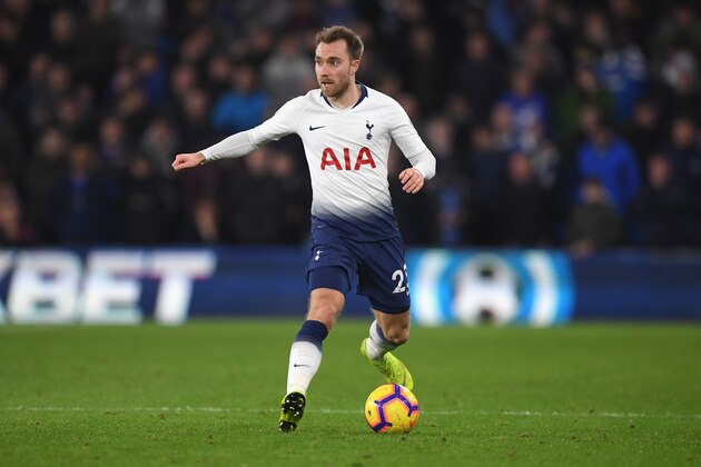 CARDIFF, WALES - JANUARY 01:  Christian Eriksen of Spurs in action during the Premier League match between Cardiff City and Tottenham Hotspur at Cardiff City Stadium on January 1, 2019 in Cardiff, United Kingdom.  (Photo by Stu Forster/Getty Images)