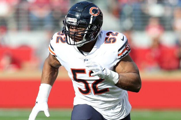 SANTA CLARA, CA - DECEMBER 23:  Khalil Mack #52 of the Chicago Bears in action during the game against the San Francisco 49ers at Levi Stadium on December 23, 2018 in Santa Clara, CA. The Bears defeated the 49ers 14-9.  (Photo by Rob Leiter/Getty Images)