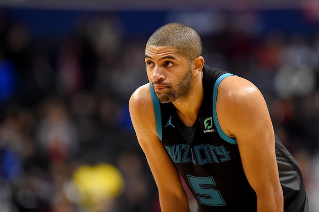 WASHINGTON, DC - DECEMBER 29: Nicolas Batum #5 of the Charlotte Hornets looks on during the second half against the Washington Wizards at Capital One Arena on December 29, 2018 in Washington, DC. NOTE TO USER: User expressly acknowledges and agrees that, by downloading and or using this photograph, User is consenting to the terms and conditions of the Getty Images License Agreement. (Photo by Will Newton/Getty Images)