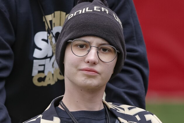 BLOOMINGTON, IN - NOVEMBER 24: Purdue Boilermakers fan Tyler Trent is seen during the game against the Indiana Hoosiers at Memorial Stadium on November 24, 2018 in Bloomington, Indiana. (Photo by Michael Hickey/Getty Images)