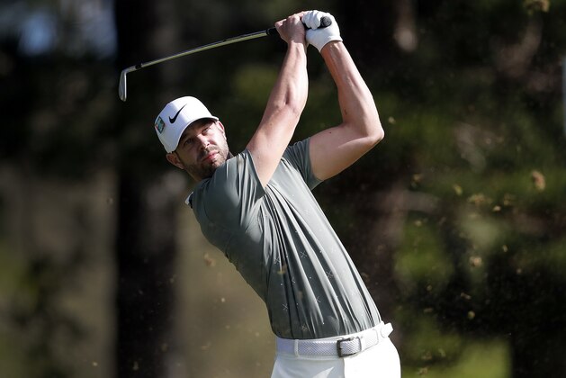 Kevin Tway plays his shot from the second tee during the first round of the Tournament of Champions golf event, Thursday, Jan. 3, 2019, at Kapalua Plantation Course in Kapalua, Hawaii. (AP Photo/Matt York)