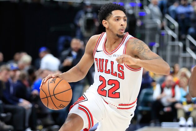 INDIANAPOLIS, IN - DECEMBER 04:  Cameron Payne #22 of the Chicago Bulls dribbles the ball against the Indiana Pacers at Bankers Life Fieldhouse on December 4, 2018 in Indianapolis, Indiana.  NOTE TO USER: User expressly acknowledges and agrees that, by downloading and or using this photograph, User is consenting to the terms and conditions of the Getty Images License Agreement.  (Photo by Andy Lyons/Getty Images)