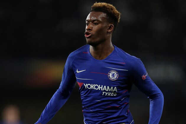 LONDON, ENGLAND - NOVEMBER 29: Callum Hudson-Odoi of Chelsea in action during the UEFA Europa League Group L match between Chelsea and PAOK at Stamford Bridge on November 29, 2018 in London, United Kingdom.  (Photo by Richard Heathcote/Getty Images)