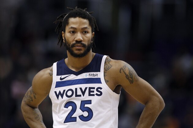 Minnesota Timberwolves guard Derrick Rose during the second half of an NBA basketball game against the Phoenix Suns, Saturday, Dec. 15, 2018, in Phoenix. (AP Photo/Ralph Freso)