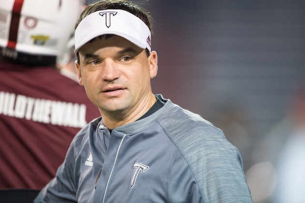 MOBILE, AL - DECEMBER 23: Head coach Neal Brown of the Troy Trojans prior to their game against the Ohio Bobcats on December 23, 2016 in Mobile, Alabama. The Troy Trojans defeated the Ohio Bobcats 28-23. (Photo by Michael Chang/Getty Images)