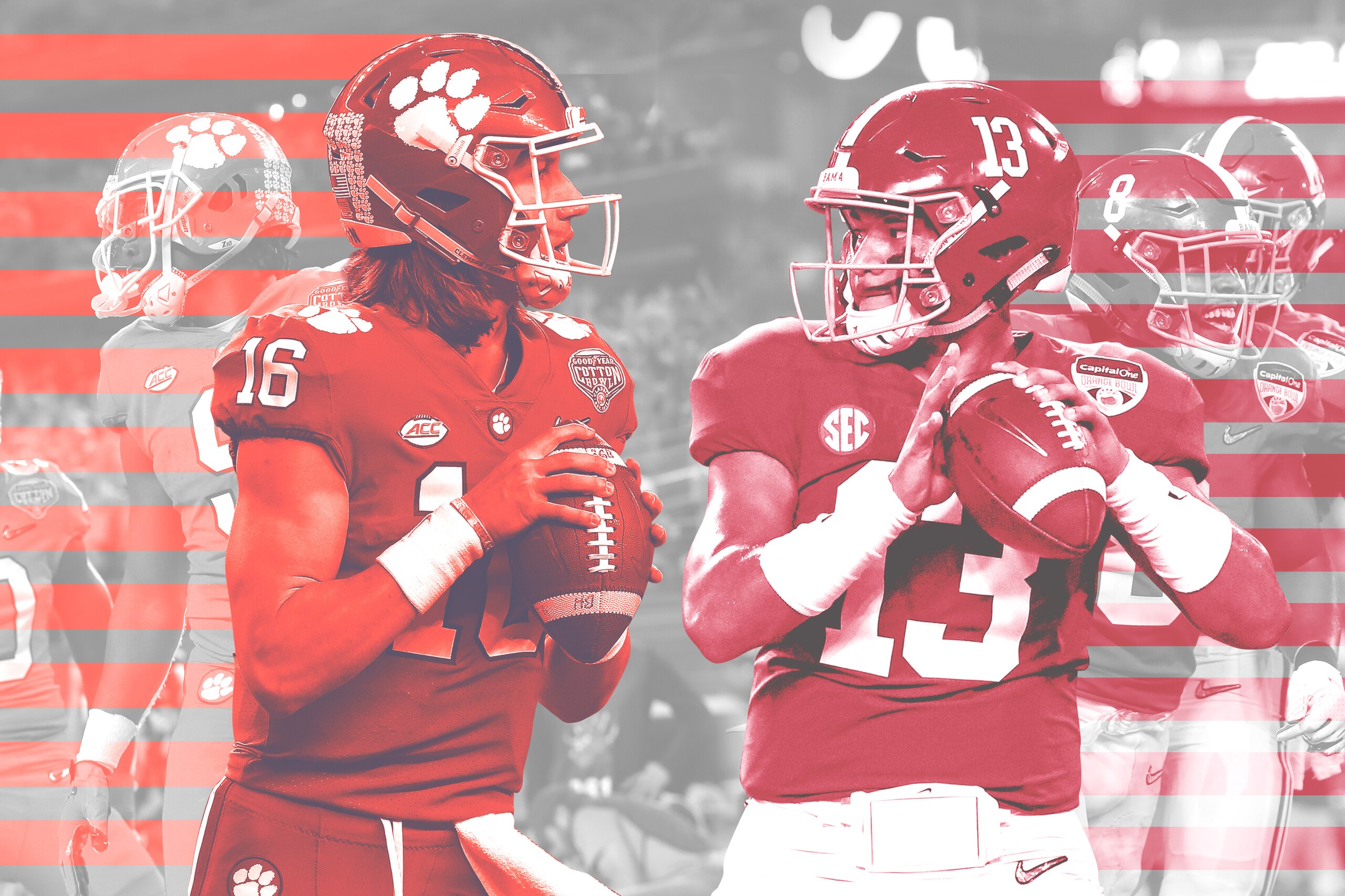 FILE - In this Jan. 11, 2016, file photo, Clemson quarterback Deshaun Watson, left, tries to get away from Alabama's Jonathan Allen during the first half of the NCAA college football playoff championship game in Glendale, Ariz. Clemson and Alabama will meet Monday in the College Football Playoff for the third straight year when they square off in the Sugar Bowl. After finishing third in the Heisman voting, Watson passed for 405 yards and four touchdowns against ‘Bama while running for 73 yards in the 2016 game. (AP Photo/Chris Carlson, File)
