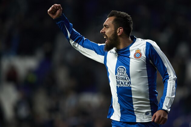 BARCELONA, SPAIN - JANUARY 04: Borja Iglesias of RCD Espanyol celebrates after scoring the opening goal during the La Liga match between RCD Espanyol and CD Leganes at RCDE Stadium on January 04, 2019 in Barcelona, Spain. (Photo by Quality Sport Images/Getty Images)