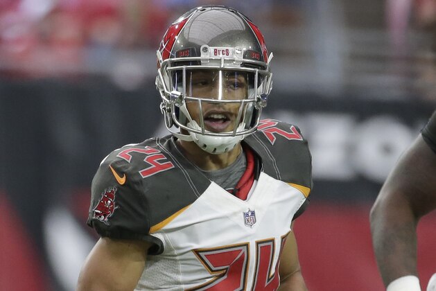Tampa Bay Buccaneers cornerback Brent Grimes (24) during an NFL football game against the Arizona Cardinals, Sunday, Oct. 15, 2017, in Glendale, Ariz. (AP Photo/Rick Scuteri) Tampa Bay Buccaneers cornerback Brent Grimes (24) during an NFL football game against the Arizona Cardinals, Sunday, Oct. 15, 2017, in Glendale, Ariz. (AP Photo/Rick Scuteri)