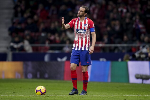 MADRID, SPAIN - DECEMBER 22: Diego Godin of Atletico Madrid during the La Liga Santander  match between Atletico Madrid v Espanyol at the Estadio Wanda Metropolitano on December 22, 2018 in Madrid Spain (Photo by David S. Bustamante/Soccrates/Getty Images)