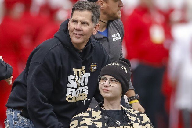 BLOOMINGTON, IN - NOVEMBER 24: Purdue Boilermakers fan Tyler Trent is seen during the game against the Indiana Hoosiers at Memorial Stadium on November 24, 2018 in Bloomington, Indiana. (Photo by Michael Hickey/Getty Images)