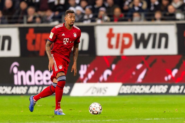 FRANKFURT AM MAIN, GERMANY - DECEMBER 22: Jerome Boateng of Bayern Muenchen controls the ball during the Bundesliga match between Eintracht Frankfurt and FC Bayern Muenchen at Commerzbank-Arena on December 22, 2018 in Frankfurt am Main, Germany. (Photo by TF-Images/TF-Images via Getty Images)