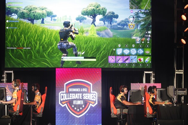 ATLANTA, GA - NOVEMBER 16: Students from Louisiana State University and The University of Washington compete in the online game Fortnite during DreamHack Atlanta 2018 at the Georgia World Congress Center on November 16, 2018 in Atlanta, Georgia. (Photo by Chris Thelen/Getty Images)
