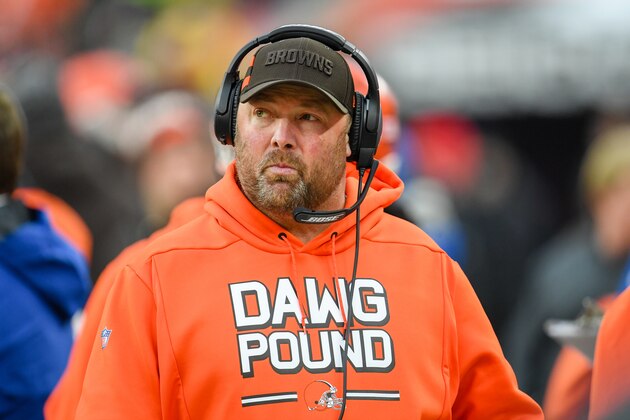 CLEVELAND, OH - DECEMBER 23: Cleveland Browns offensive coordinator Freddie Kitchens looks on during the second half against the Cincinnati Bengals at FirstEnergy Stadium on December 23, 2018 in Cleveland, Ohio. (Photo by Jason Miller/Getty Images)