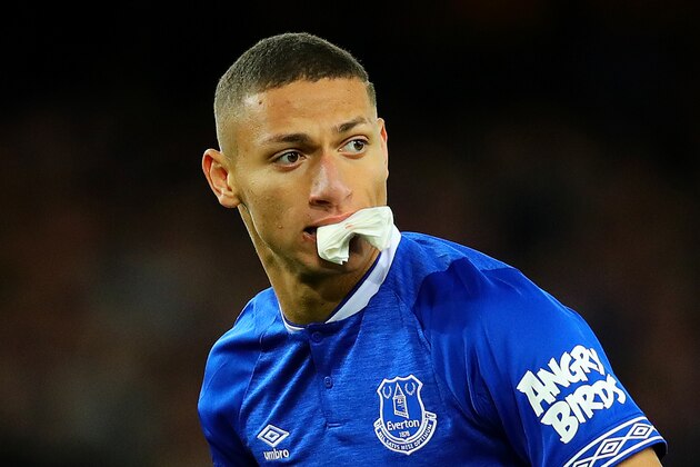 LIVERPOOL, ENGLAND - JANUARY 05: Richarlison of Everton looks on during the FA Cup Third Round match between Everton and Lincoln City at Goodison Park on January 5, 2019 in Liverpool, United Kingdom. (Photo by Chris Brunskill/Fantasista/Getty Images)