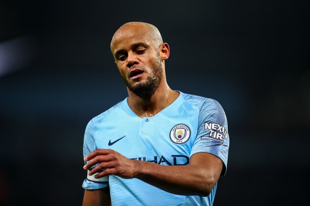 MANCHESTER, ENGLAND - JANUARY 03: Vincent Kompany of Manchester City during the Premier League match between Manchester City and Liverpool FC at Etihad Stadium on January 3, 2019 in Manchester, United Kingdom. (Photo by Robbie Jay Barratt - AMA/Getty Images)